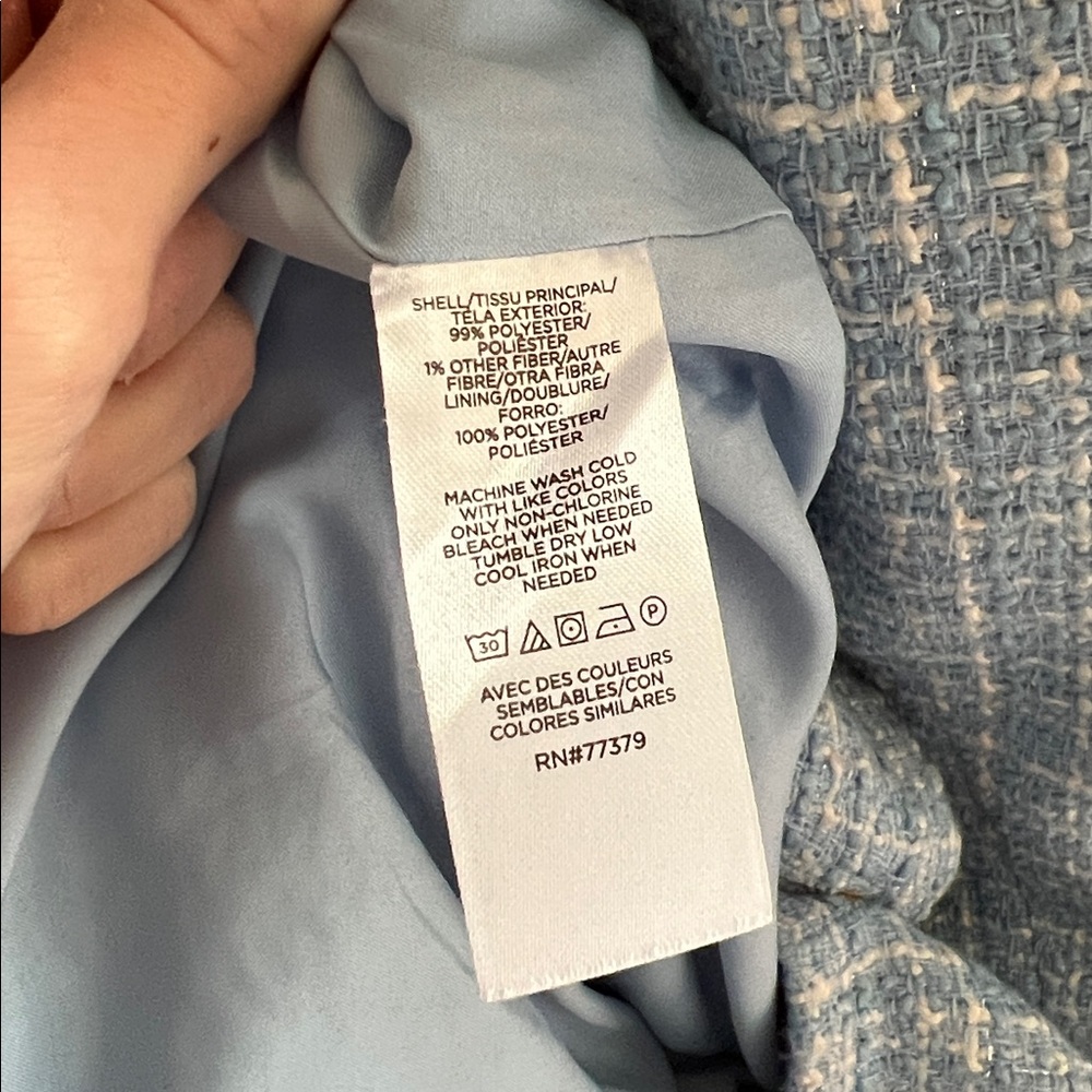 ANN TAYLOR BLUE WHITE TWEED THE GREENWICH BLAZER JACKET size 12 - Picture 7 of 7